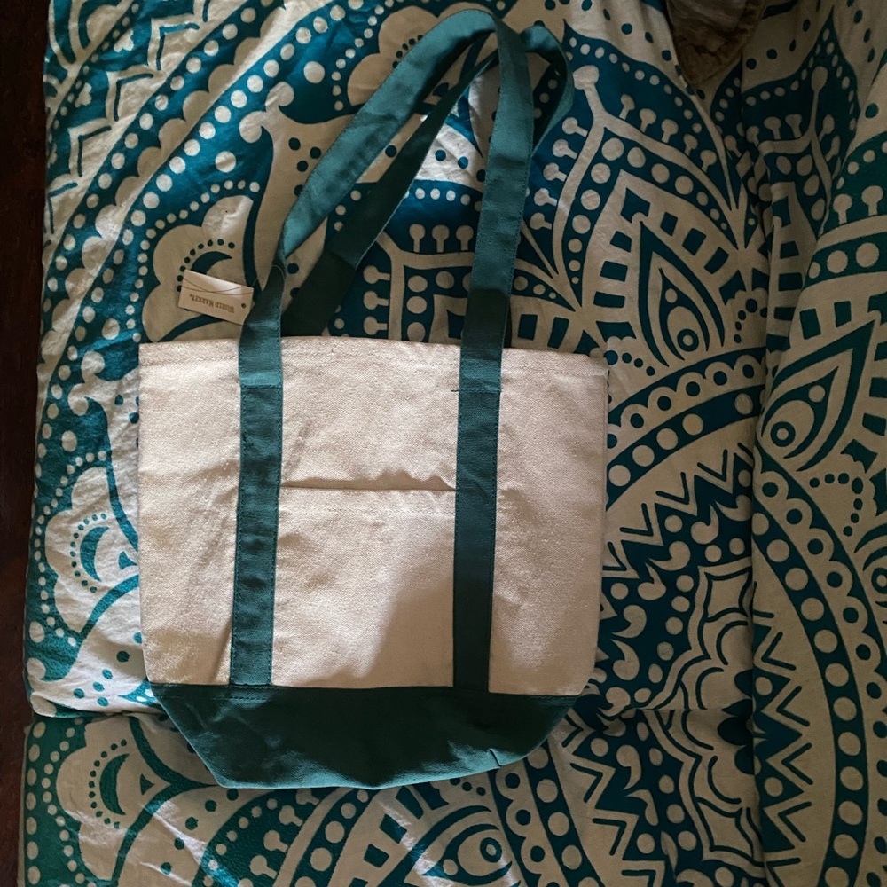 Teal canvas mini tote